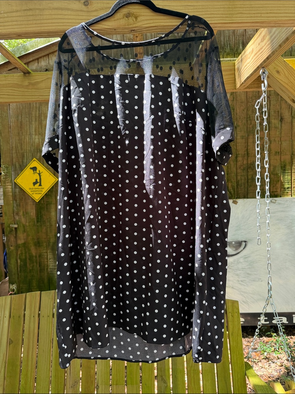 SHEIN Black Polka Dot Mesh Overlay Dress 28/30